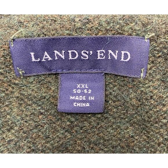 Lands End Men's XXL Sweater Green 100% Lambs Wool Ribbed 1/4 Zip Pullover - Picture 7 of 10